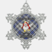 Scottish Clan Hannay Hannah Tartan Kerstmis Tin Sneeuwvlok Ornament (Voorkant)