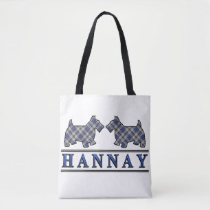Scottish Clan Hannay Scottie Dogs Tartan Pset Tote Bag