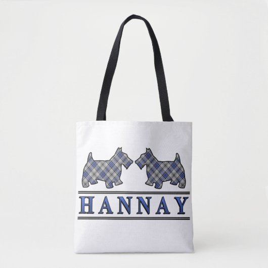 Scottish Clan Hannay Scottie Dogs Tartan Pset Tote Bag (Voorkant)