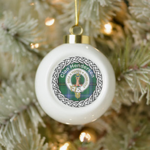 Scottish Clan Henderson Old Tartan and Crest Keramische Bal Ornament