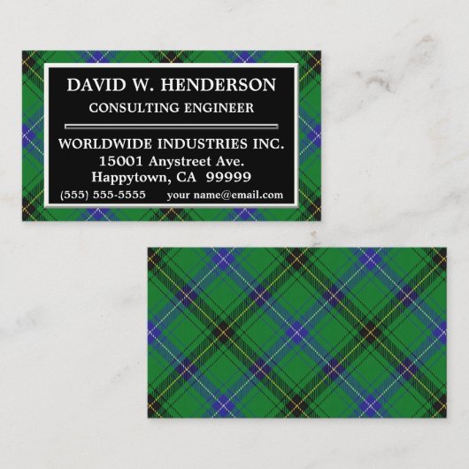 Scottish Clan Henderson Tartan Pset Visitekaartje (Voorkant / Achterkant)