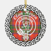 Scottish Clan Heron Tartan en Crest Keramisch Ornament (Voorkant)
