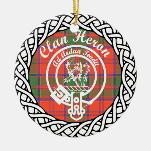 Scottish Clan Heron Tartan en Crest Keramisch Ornament (Voorkant)
