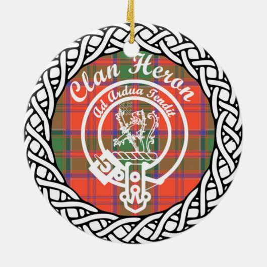 Scottish Clan Heron Tartan en Crest Keramisch Ornament (Achterkant)