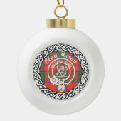 Scottish Clan Heron Tartan en Crest Keramische Bal Ornament (Voorkant)
