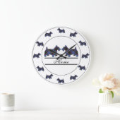 Scottish Clan Home Tartan Pset Scottie Dogs Grote Klok (Huis)