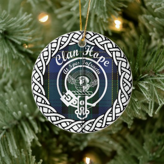 Scottish Clan Hope Tartan en Crest Keramisch Ornament (Boom)