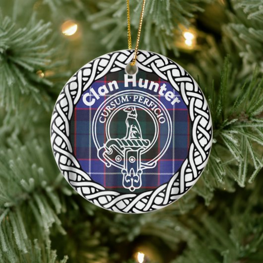 Scottish Clan Hunter Tartan en Crest Keramisch Ornament (Boom)