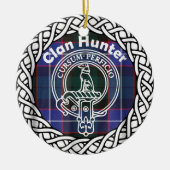Scottish Clan Hunter Tartan en Crest Keramisch Ornament (Voorkant)