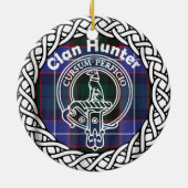Scottish Clan Hunter Tartan en Crest Keramisch Ornament (Achterkant)