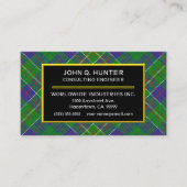 Scottish Clan Hunter Tartan Plaid Visitekaartje (Voorkant)