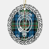 Scottish Clan Ingram Tartan en Crest Keramisch Ornament (Links)