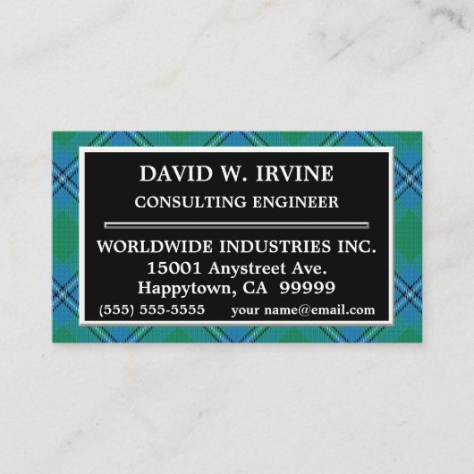 Scottish Clan Irvine Irwin Tartan Pset Visitekaartje (Voorkant)