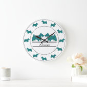 Scottish Clan Irvine Irwin Tartan Scottie Dogs Grote Klok (Huis)