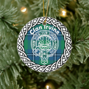Scottish Clan Irvine Tartan en Crest Keramisch Ornament