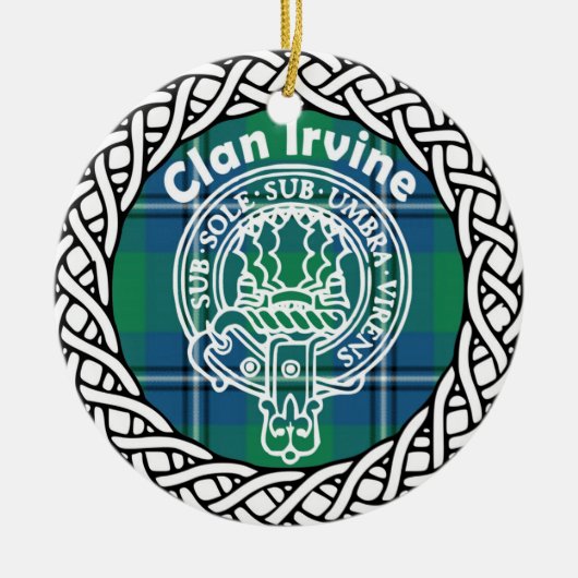 Scottish Clan Irvine Tartan en Crest Keramisch Ornament (Voorkant)