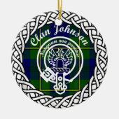 Scottish Clan Johnson Tartan en Crest Keramisch Ornament (Voorkant)