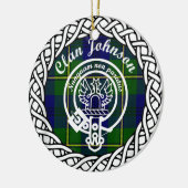 Scottish Clan Johnson Tartan en Crest Keramisch Ornament (Links)