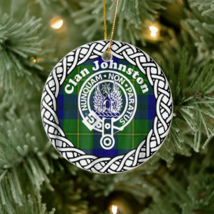 Scottish Clan Johnston Tartan en Crest Keramisch Ornament