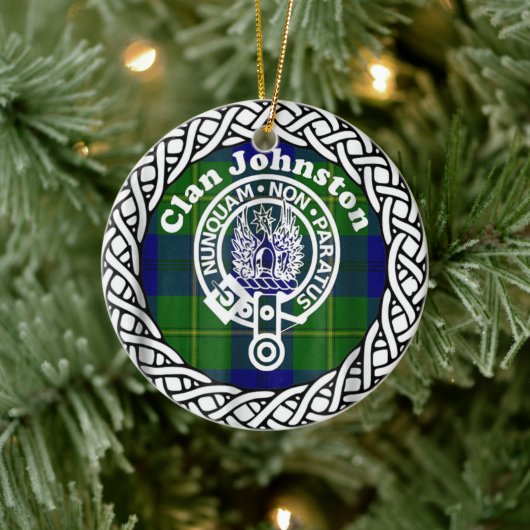 Scottish Clan Johnston Tartan en Crest Keramisch Ornament (Boom)