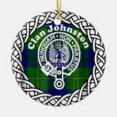 Scottish Clan Johnston Tartan en Crest Keramisch Ornament (Voorkant)