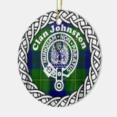 Scottish Clan Johnston Tartan en Crest Keramisch Ornament (Links)