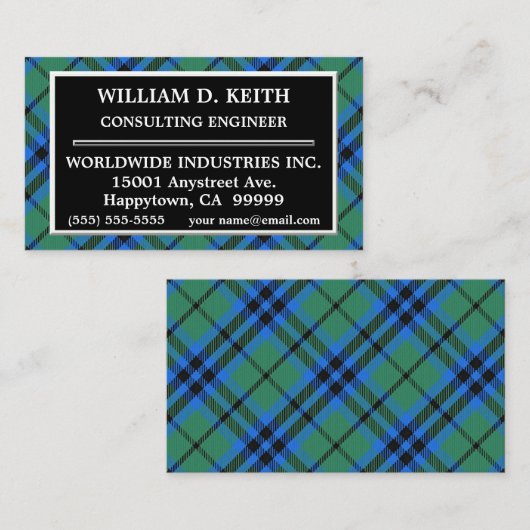 Scottish Clan Keith Tartan Pset Visitekaartje (Voorkant / Achterkant)