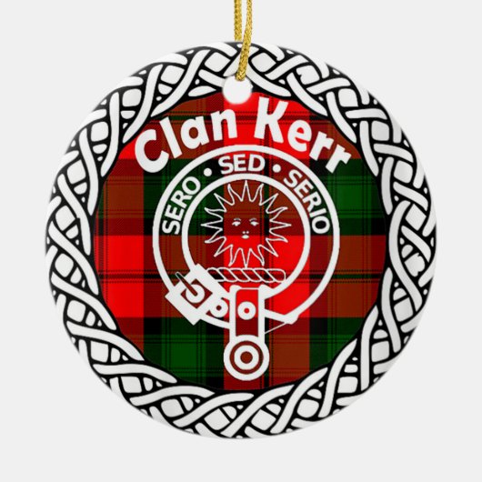 Scottish Clan Kerr Tartan en Crest Keramisch Ornament (Voorkant)
