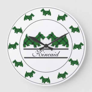 Scottish Clan Kincaid Tartan Pset Scottie Dogs Grote Klok