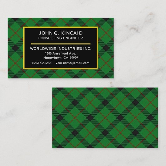 Scottish Clan Kincaid Tartan Pset Visitekaartje (Voorkant / Achterkant)