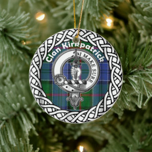 Scottish Clan Kirkpatrick Old Tartan and Crest Keramisch Ornament