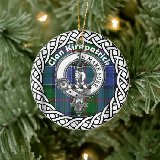 Scottish Clan Kirkpatrick Old Tartan and Crest Keramisch Ornament (Boom)