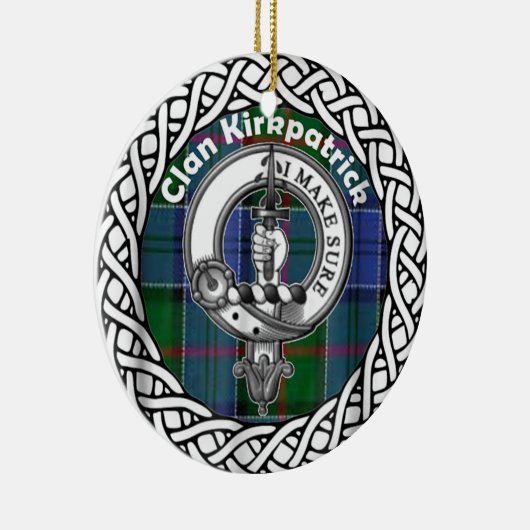 Scottish Clan Kirkpatrick Old Tartan and Crest Keramisch Ornament (Rechts)