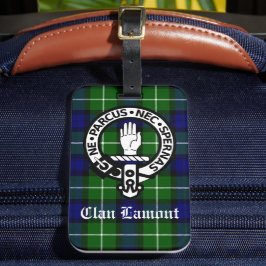 Scottish Clan Lamont Crest Badge en Tartan Bagagelabel