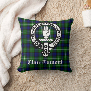 Scottish Clan Lamont Crest Badge en Tartan Kussen