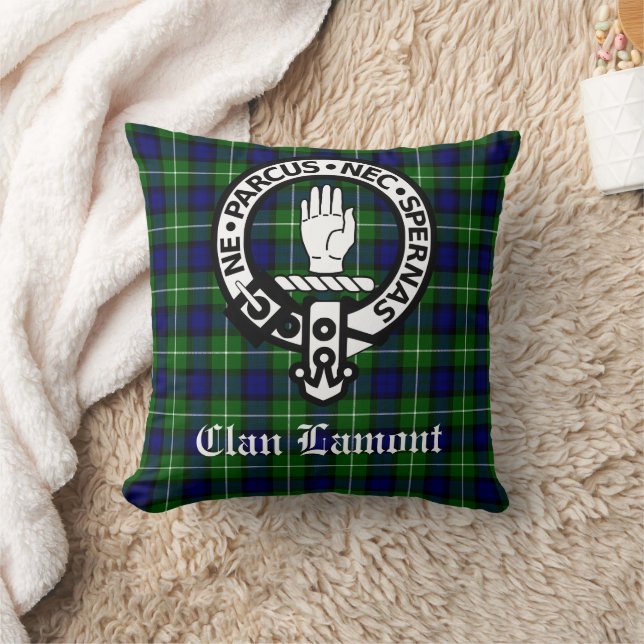 Scottish Clan Lamont Crest Badge en Tartan Kussen (Deken)
