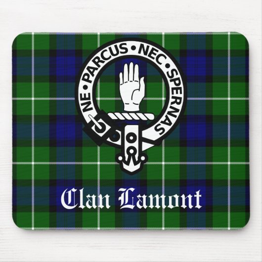 Scottish Clan Lamont Crest Badge en Tartan Muismat (Voorkant)