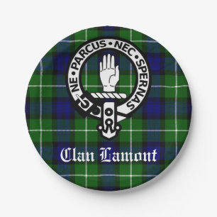 Scottish Clan Lamont Crest Badge en Tartan Papieren Bordje