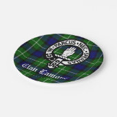 Scottish Clan Lamont Crest Badge en Tartan Papieren Bordje (Gekanteld)