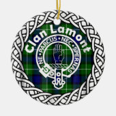 Scottish Clan Lamont Tartan en Crest Keramisch Ornament (Voorkant)