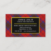 Scottish Clan Leslie Red Tartan Pset Visitekaartje (Voorkant)