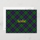 Scottish Clan Leslie Tartan Briefkaart (Voorkant / Achterkant)