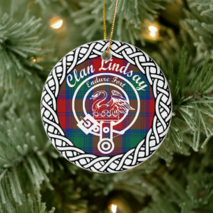 Scottish Clan Lindsay Tartan en Crest Keramisch Ornament