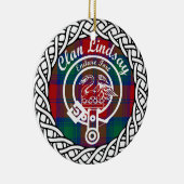 Scottish Clan Lindsay Tartan en Crest Keramisch Ornament (Rechts)