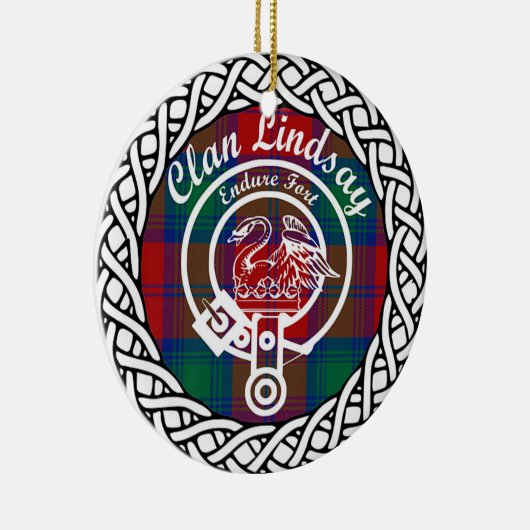Scottish Clan Lindsay Tartan en Crest Keramisch Ornament (Rechts)