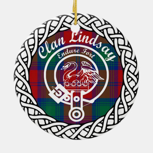 Scottish Clan Lindsay Tartan en Crest Keramisch Ornament (Achterkant)