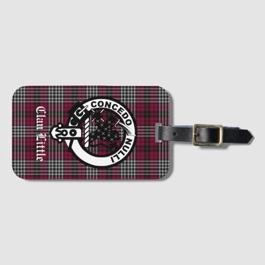 Scottish Clan Little Crest Badge and Tartan Custom Bagagelabel (Voorkant (horizontaal))