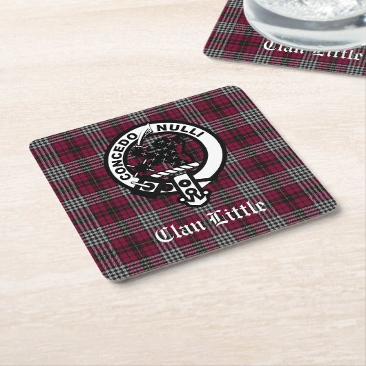 Scottish Clan Little Crest Badge and Tartan Custom Kartonnen Onderzetters (Schuin)