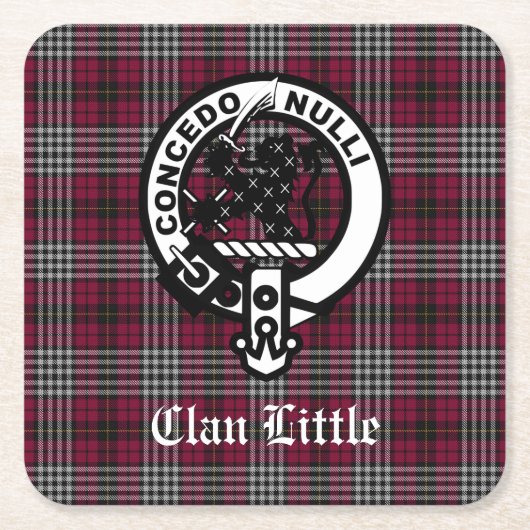 Scottish Clan Little Crest Badge and Tartan Custom Kartonnen Onderzetters (Voorkant)