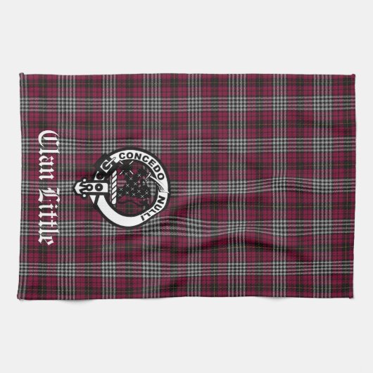 Scottish Clan Little Crest Badge and Tartan Custom Theedoek (Horizontaal)